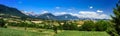 Beautiful wide angle panoramic view, original nature, Alps