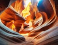 Abstract wide angle view of amazing sandstone formations in famous Antelope Canyon