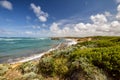 Beautiful wide angle view of the coastline at Bay Of Martyrs along the Great Ocean Road