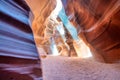 Beautiful wide-angle view of incredible sandstone formations in famous Antelope Canyon on a sunny day, American Southwest, Arizona Royalty Free Stock Photo