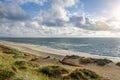 Beautiful wide beach and dune landscape at the North Sea on the island of Sylt in Northern Germany