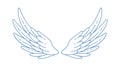 Beautiful wide open angel or bird wings vector monochrome illustration. Gorgeous feather attribute of holy or saint