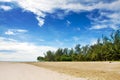 Beautiful wide sandy beach with blue skies