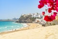 Beautiful, wide sandy beach in Morro Jable, Fuerteventura, Spain Royalty Free Stock Photo