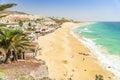 Beautiful, wide sandy beach in Morro Jable, Fuerteventura, Spain Royalty Free Stock Photo