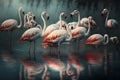 Beautiful and Wild - Flamingos. Neural network AI generated