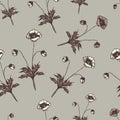 Beautiful wild flowers seamless pattern design