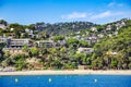 Beautiful wild rocks with coniferous trees on Mediterranean coast in Tossa de Mar Royalty Free Stock Photo