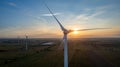 Beautiful wind turbine in the countryside in the time of sunset background. Wind Turbines Windmill Power Farm Royalty Free Stock Photo