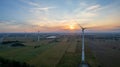 Beautiful wind turbine in the countryside in the time of sunset background. Wind Turbines Windmill Power Farm Royalty Free Stock Photo