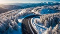 Beautiful winding road shot from above, winter Royalty Free Stock Photo