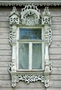 Beautiful window in wooden russian house