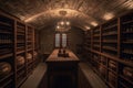 A beautiful wine cellar is filled to the brim with an abundance of bottles of wine. Generative AI