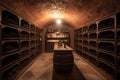 A beautiful wine cellar is filled to the brim with an abundance of bottles of wine. Generative AI