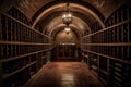 A beautiful wine cellar is filled to the brim with an abundance of bottles of wine. Generative AI