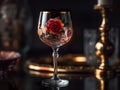 Beautiful wine glass with rose wine. Luxury glass