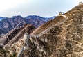 Beautiful winter aerial drone view of Great Wall of China Mutianyu section near Bejing Royalty Free Stock Photo