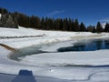 Beautiful winter atmosphere on storage lake Valos or reservoir lake Valos (Speichersee Valos)