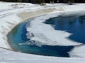 Beautiful winter atmosphere on storage lake Valos or reservoir lake Valos (Speichersee Valos)