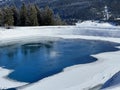 Beautiful winter atmosphere on storage lake Valos or reservoir lake Valos (Speichersee Valos)