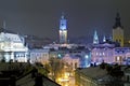 Beautiful winter cityscape in the center of Lvov city