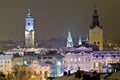 Beautiful winter cityscape in the center of Lvov city