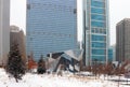 Christmas in Chicago. Modern architecture and cityscape background. Royalty Free Stock Photo