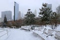 Christmas in Chicago. Modern architecture and cityscape background Royalty Free Stock Photo