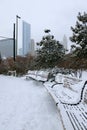 Christmas in Chicago. Modern architecture and cityscape background. Royalty Free Stock Photo