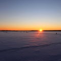 Sunset over StadsfjÃÂ¤rden in LuleÃÂ¥ Royalty Free Stock Photo