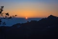 Sunset beyond the mountains, Mussoorie Royalty Free Stock Photo