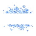 Beautiful winter frame of snowflakes. Ideal for invitations, postcards, posters. Watercolor illustration. Hand-drawing.