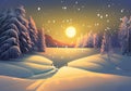 Cozy Winter Wonderland: Illustration of Snow-Covered Trees in a Warm Atmosphere Royalty Free Stock Photo