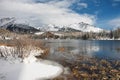 The winter lake Strbske Pleso in Slovakia, High Tatras Royalty Free Stock Photo