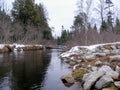 Beautiful winter landscape of the Au Sable river in Grayling Royalty Free Stock Photo