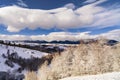 winter landscape with the Bucegi Mountains in Romania Royalty Free Stock Photo