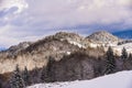 winter landscape with the Bucegi Mountains in Romania Royalty Free Stock Photo