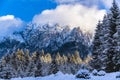 winter landscape with Carpati Piatra Craiului mountain