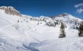 Beautiful winter landscape, hiking area Rofan alps with snow tracks and dark blue sky Royalty Free Stock Photo