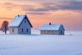 Beautiful winter landscape with igloo farm home on ice Royalty Free Stock Photo