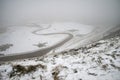 Beautiful Winter landscape image around Mam Tor countryside in P
