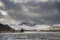 Beautiful Winter landscape image of Llynnau Mymbyr in Snowdonia