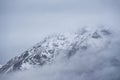 Beautiful Winter landscape image of snowcapped peak of Stob Dearg Buachaille Etive Mor in Glencoe, Rannoch Moor Royalty Free Stock Photo