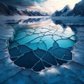 Beautiful winter landscape with melting ice on the lake. 3d render Royalty Free Stock Photo