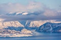 Beautiful winter landscape with mountains and fjord Royalty Free Stock Photo