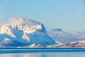 Beautiful winter landscape with mountains and fjord Royalty Free Stock Photo