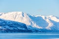 Beautiful winter landscape with mountains and fjord Royalty Free Stock Photo