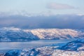 Beautiful winter landscape with mountains and fjord Royalty Free Stock Photo