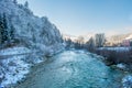 Beautiful winter landscape, mountains and lake in Berchtesgaden, Germany. Bavarian alps covered  with snow Royalty Free Stock Photo