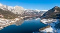 Beautiful winter landscape, mountains and lake in Berchtesgaden, Germany. Bavarian alps covered  with snow Royalty Free Stock Photo